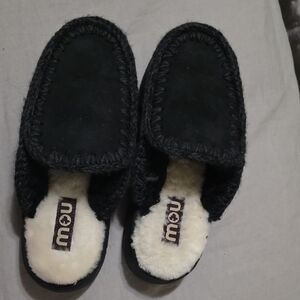 Mou Black Slippers with Soft Cream Interior